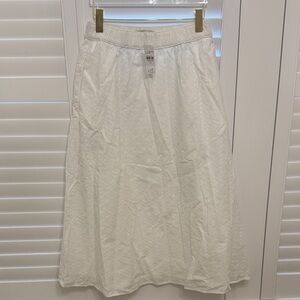 LOFT Cream Eyelet Midi Skirt